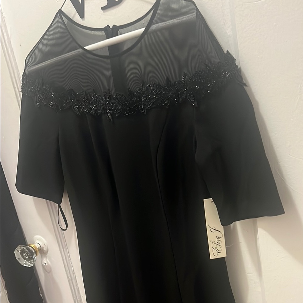 Eliza J Black Dress with Sheer Lace Detail